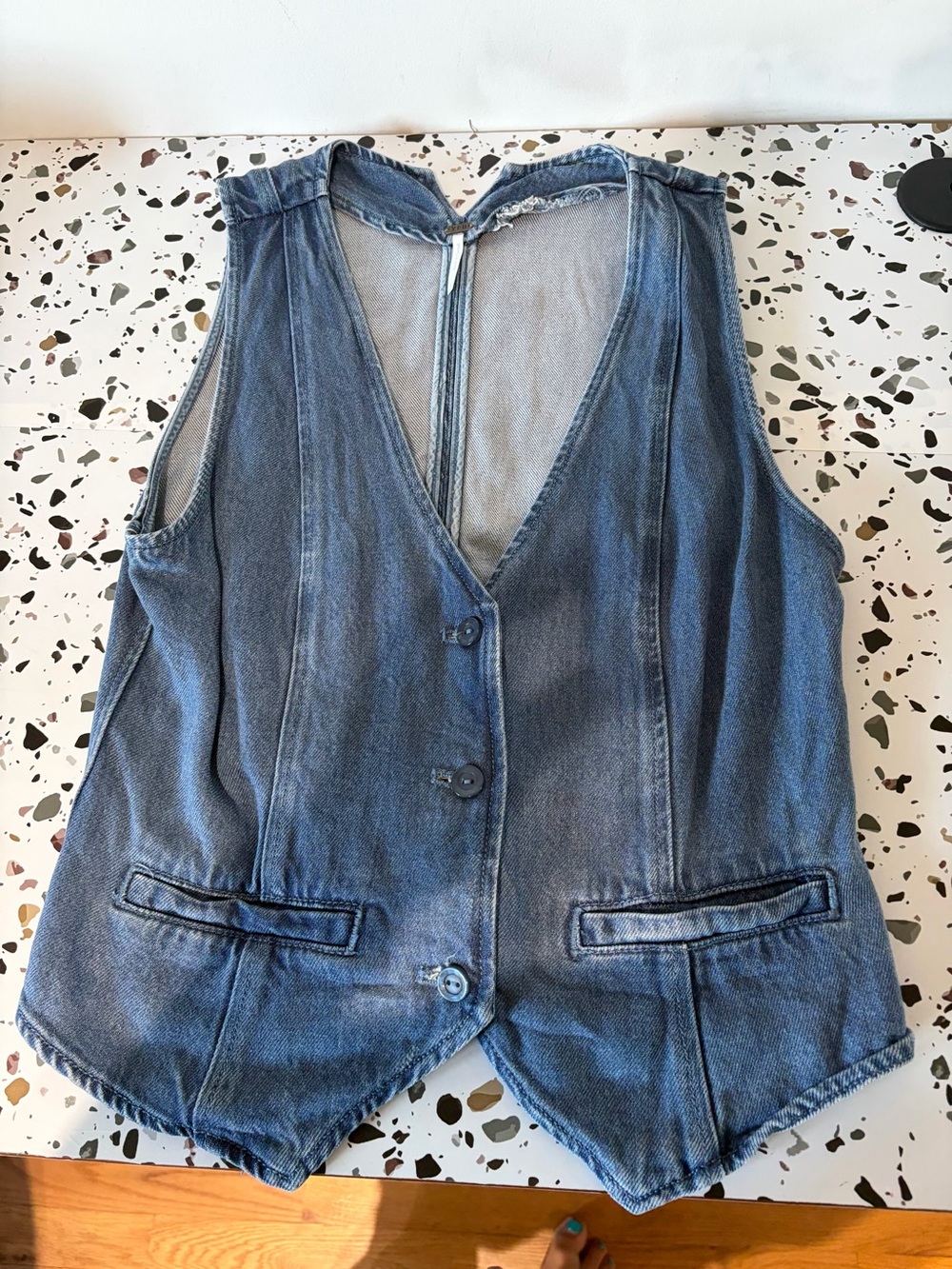 Women’s Washed Denim Vest - Blue